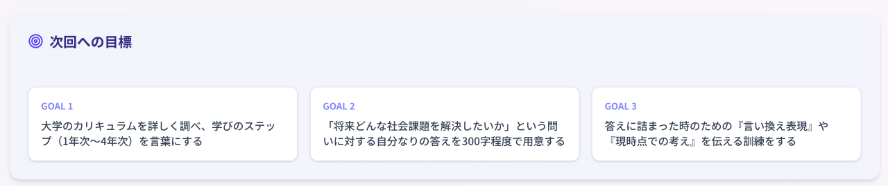 フィードバック画面 - 次回への目標